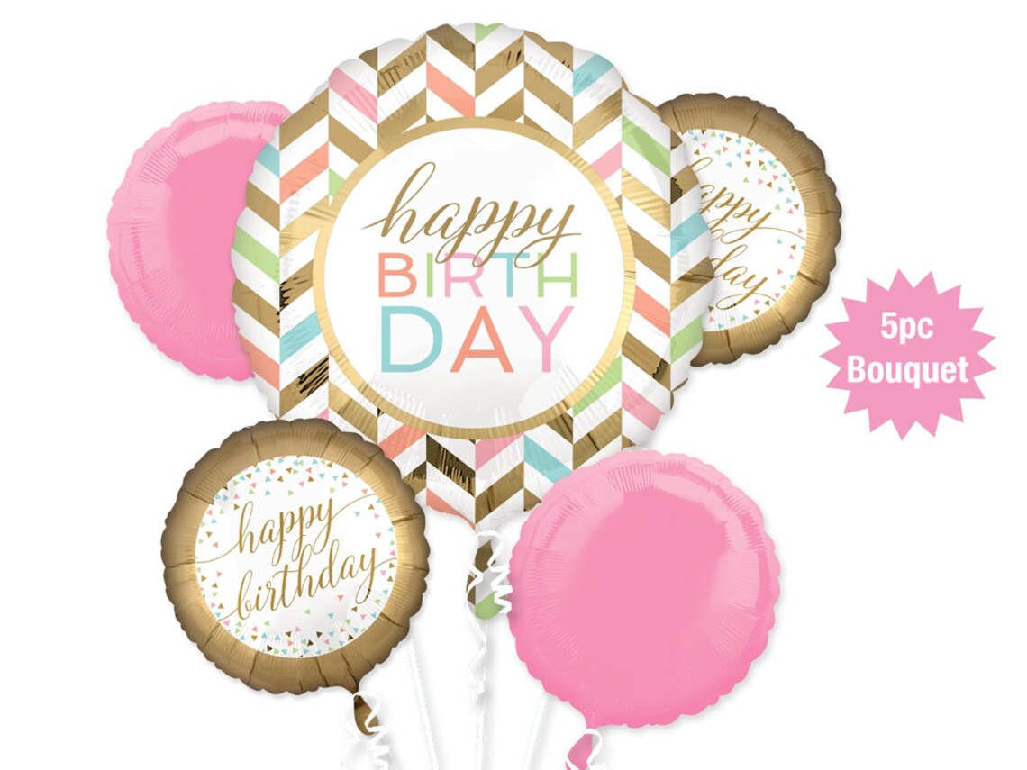 Happy Birthday Pink/Gold 5PC